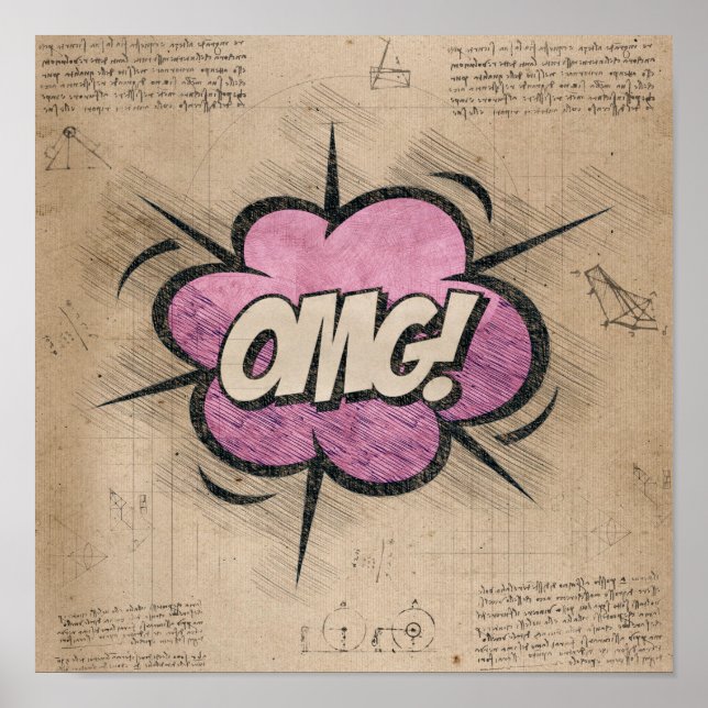 Poster OMG! Vintage Comic Book Steampunk Pop Art (Frente)