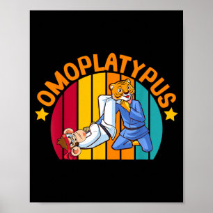 Poster Omoplatypus Engraçado Jiu-Jitsu Animal Luta Retrô