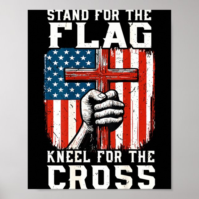Poster On-back Stand For Flag Kneel Cross Patriotic Chris (Frente)