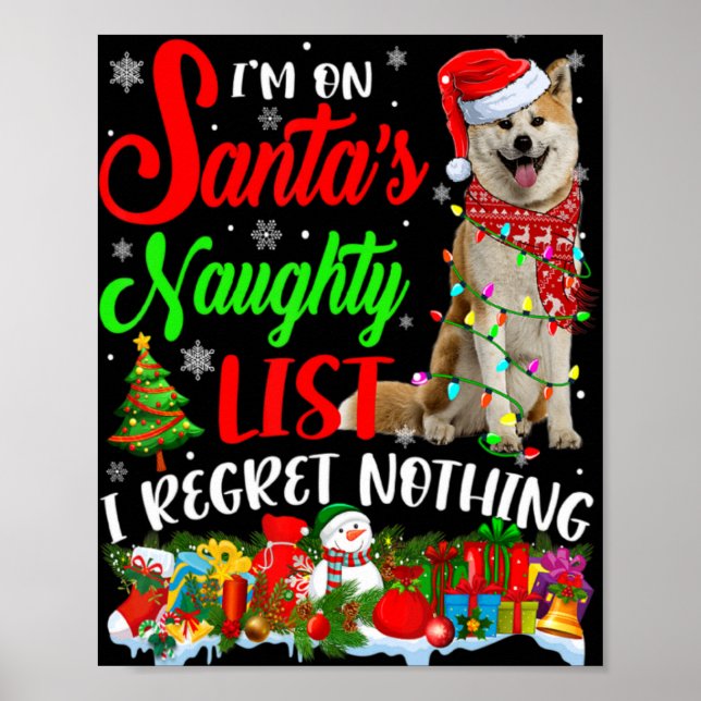 Poster On Santas Naughty List Xmas Shiba Inu  (Frente)