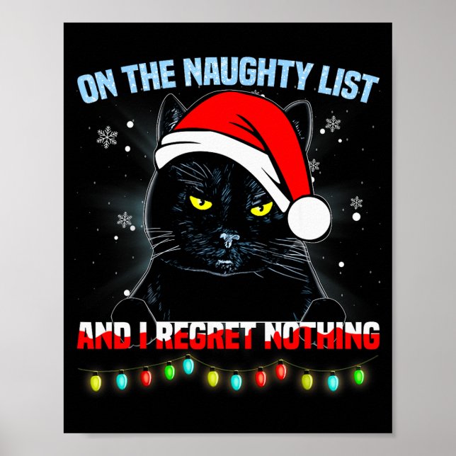 Poster On The Naughty List And I Regret Nothing Cat Chris (Frente)