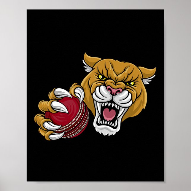 Poster Onça Pantera Leão-da-montanha Puma Críquete Cartoo (Frente)