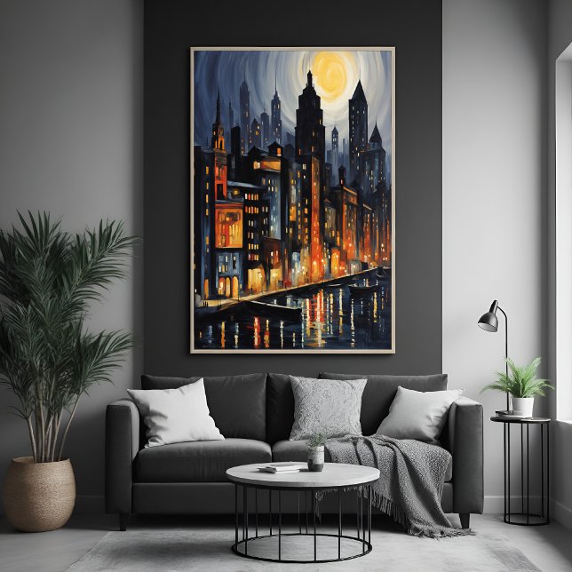 Poster Onça Urbana Moderna - Linha Skyline da Cidade na A (Criador carregado)