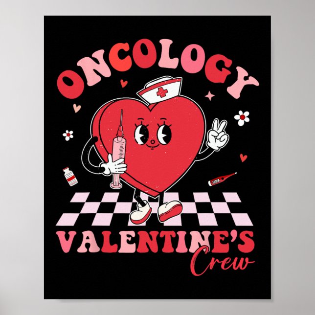 Poster Oncology Valentines Heart Cancer Nurse Crew Loving (Frente)