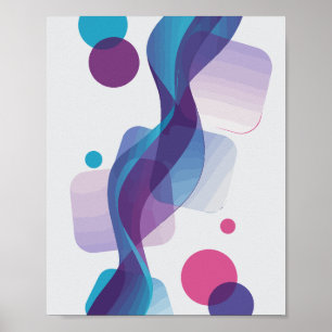 Poster Onda abstrato com Formas Coloridas