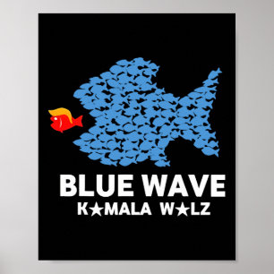 Poster Onda Azul 2024 Peixes Engraçados Comem Pequeno Tru