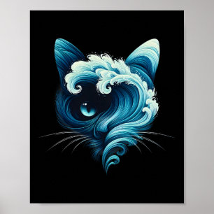 Poster Onda Azul Vintage De Gatas De Gato Gatos Azuis Ond