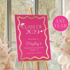 Poster Onda Bem-vindo à Festa de Formatura Rosa Choque