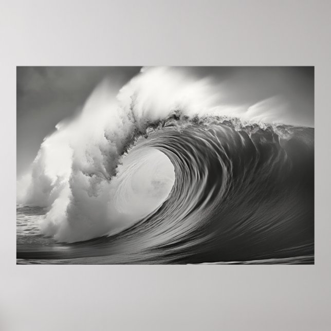 Poster Onda Curva - Vazio Natural Da Força Oceânica (Frente)