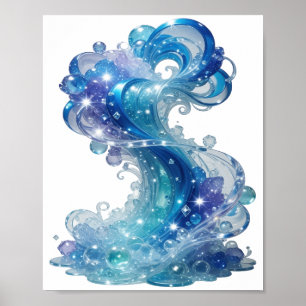Poster Onda de Água Azul Fresca