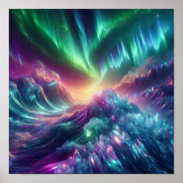 Poster Onda de Cristal da Aurora Radiante no Horizonte