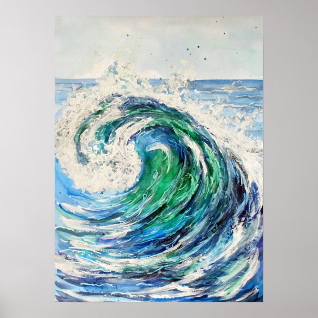 Poster Onda de Oceano Azul (Frente)