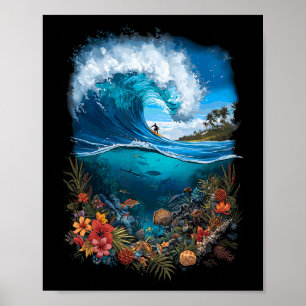 Poster Onda de Surf Horizonte da Praia do Oceano Tropical