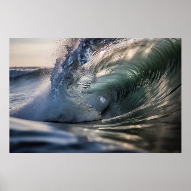 Poster Onda de Surf Oceano (Frente)