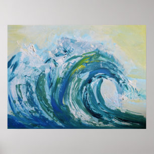 Poster Onda do Oceano em Colisão