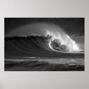 Poster Onda épica do Java - Surf preto e branco