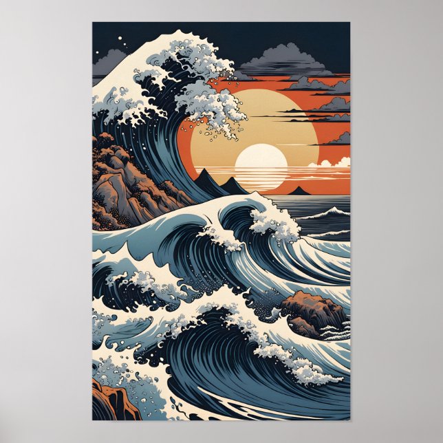 Poster Onda Hokusai Japonesa (Frente)