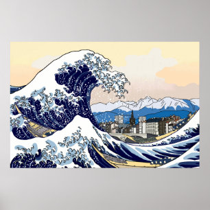 Poster Onda Japonesa Encontra os Alpes Franceses Grenoble