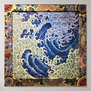 Poster Onda masculina, Hokusai
