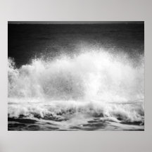 Onda no Oceano Negro e Branco caindo 16x20