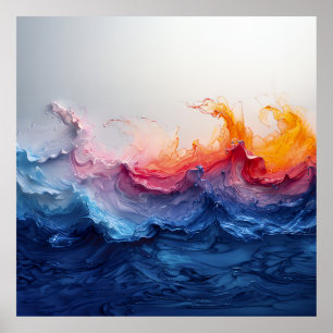 Poster Onda Oceânica Vibrante Resina Surge Glow
