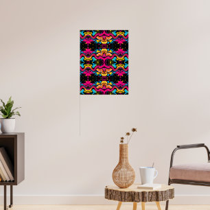 Poster Onda Psicodélica Neon Padrão Perfeito