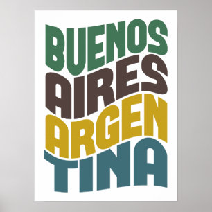 Pôster Onda retro de Buenos Aires Argentina