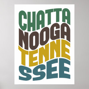 Pôster Onda retro de Chattanooga Tennessee