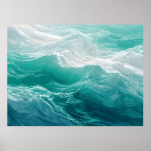 Poster Ondas Abstratas do Oceano Turquesa Sonho 