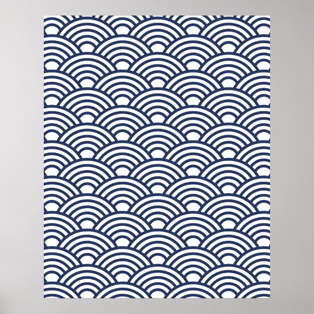 Poster Ondas Antigas de Seigaiha Japonês (Frente)
