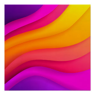 Pôster Ondas Arco-íris Magenta