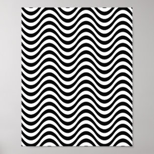 Poster Ondas brancas e pretas