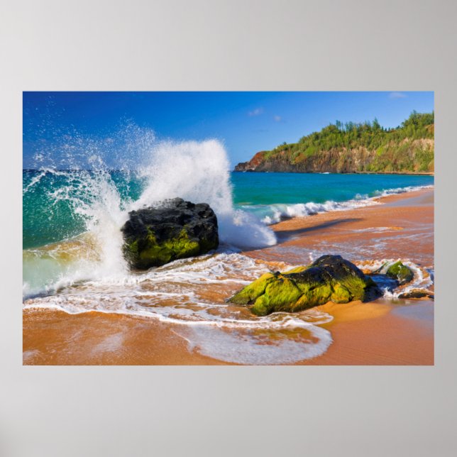 Poster Ondas caem na praia, Havaí (Frente)