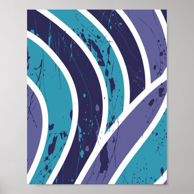 Poster Ondas de abstrato com Placas de Tinta (Frente)