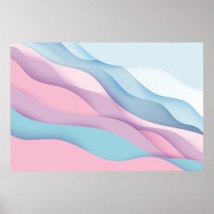 Poster Ondas de abstrato de desenhos de arte em papel. Pa