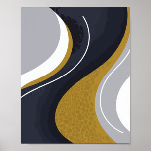 Poster Ondas de abstrato em tons neutros