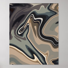 Poster Ondas de Abstrato terrestre com tons neutros
