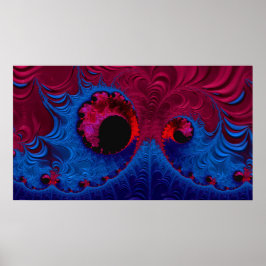 Poster Ondas de Abstrato Vermelho e Azul