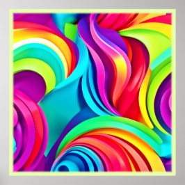 Poster Ondas de Abstrato vibrantes em cores dinâmicas