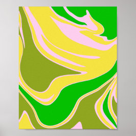 Poster Ondas de Cores Entrelaçadas com Curvas Suaves