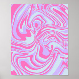 Poster Ondas de Cores Pastel em Rosa, Lavanda e Azul Clar