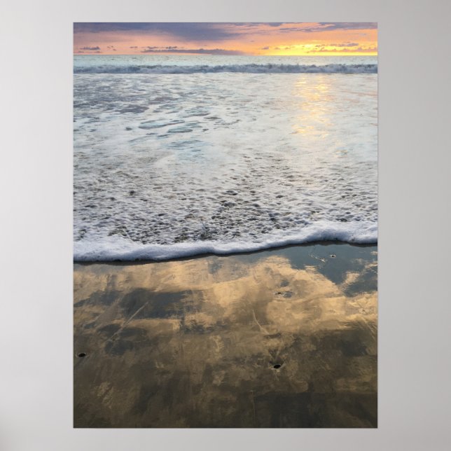 Poster Ondas de espuma na praia de Lua (Frente)