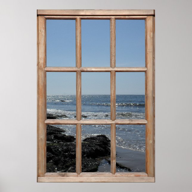 Poster Ondas de Espumação no Modo de Exibição de Praia a  (Frente)