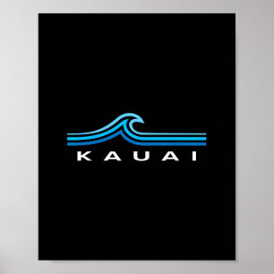 Poster Ondas de Kauai Havaí Vintage Homens Mulheres Menin