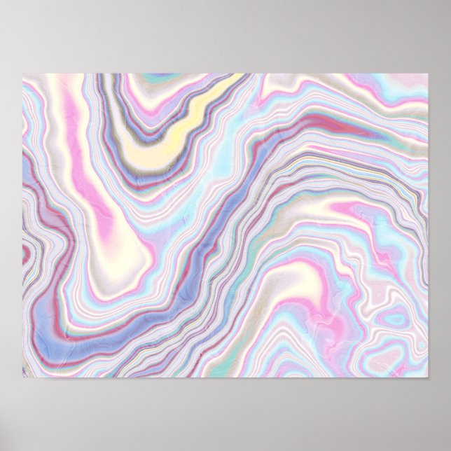 Poster Ondas de Mármore Sonho Pastel (Frente)