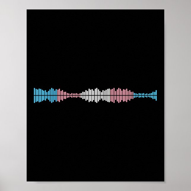 Poster Ondas de Música Sutil Bandeira Orgulho Trans Trans (Frente)