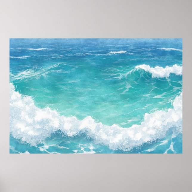 Poster Ondas de oceano turquesa (Frente)