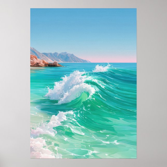 Poster Ondas de oceano turquesa  (Frente)