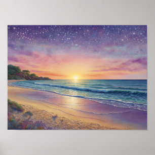 Poster Ondas de Praia Lindas e Arte Litorânea