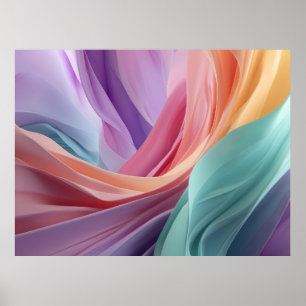 Poster Ondas de Tecido Pastel Abstrato